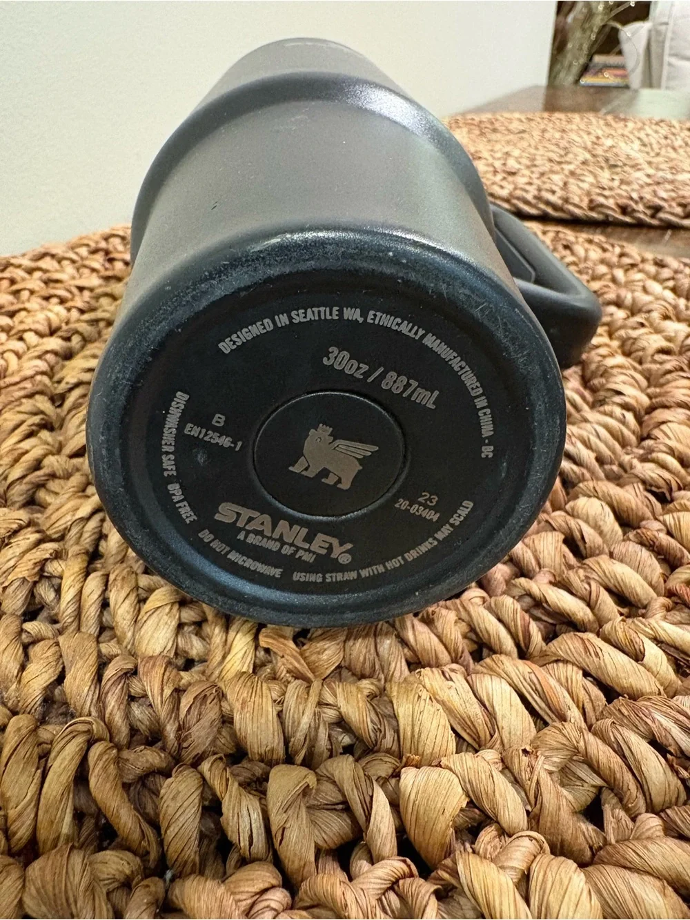 Stanley Black Travel Mug with Handle and Straw